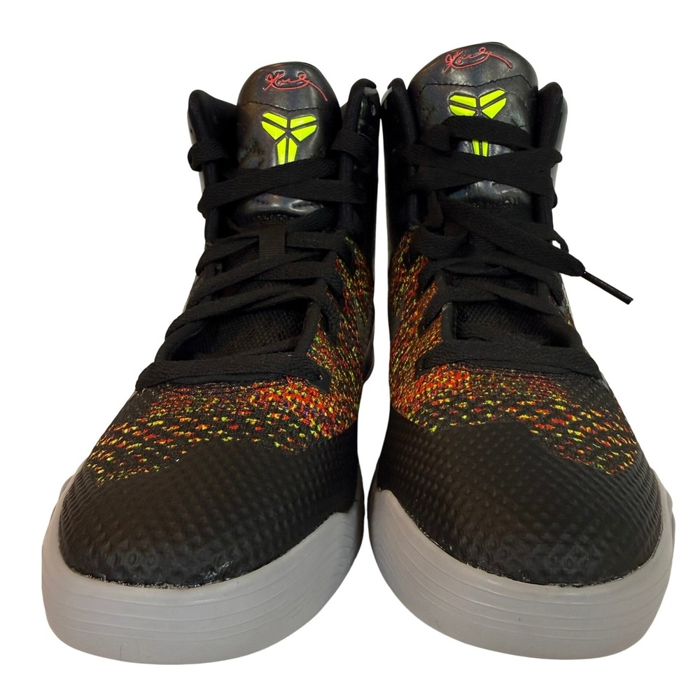Nike Kobe IX Elite GS Black Metallic Silver Flyknit Basketball Shoes 7Y 8W NWB